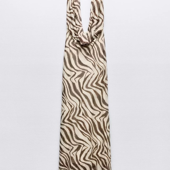 Zara Dresses & Skirts - Zara Beige and Brown Zebra-Print Maxi Dress